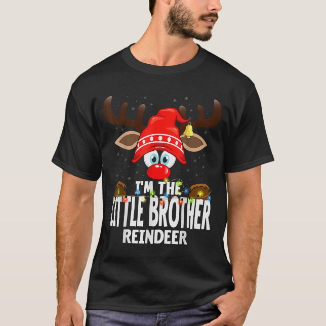 T-shirt Christmas Matching I'm The Little Brother Reindeer (Devant)