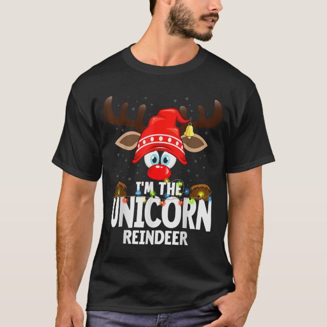T-shirt Christmas Matching I'm The Unicorn Reindeer  (Devant)