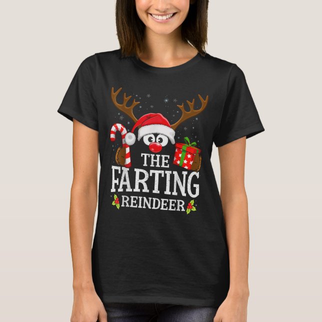 T-shirt Christmas Matching The Farting Reindeer Family  (Devant)