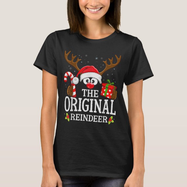 T-shirt Christmas Matching The Original Reindeer Family  (Devant)