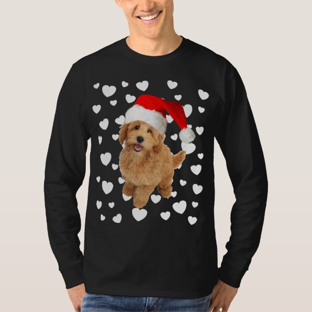 T-shirt Christmas Mini Golden Doodle Santa Hat Vacances Do (Devant)