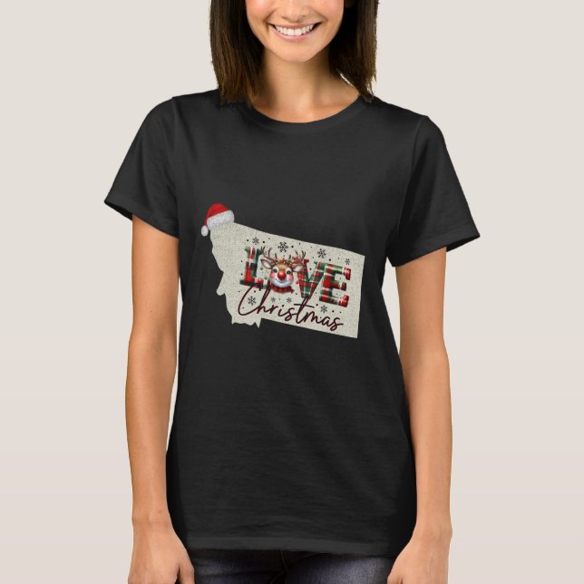 T-shirt Christmas Montana Xmas State Map Montana Christmas (Devant)