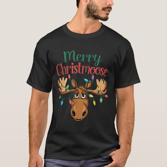 T-shirt Christmas Moose Merry Christmoose Men Women  (Devant)