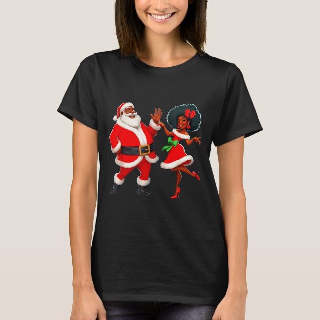 T-shirt Christmas Mr Santa Mrs Claus Dancing African Ameri (Devant)