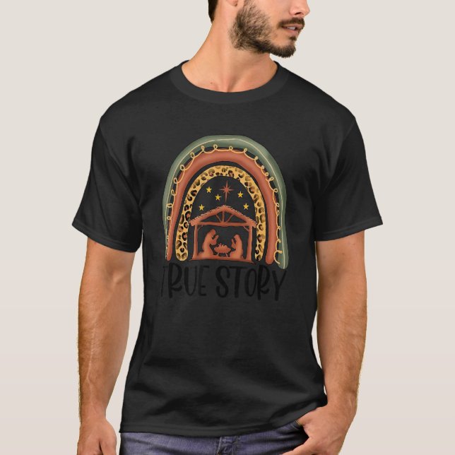 T-shirt Christmas Nativity True Story of Jesus Birth (Devant)