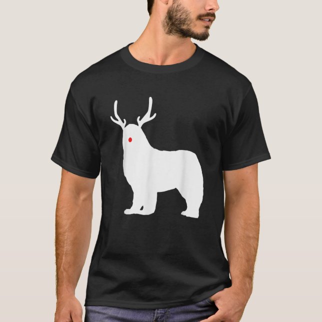 T-shirt Christmas Newfoundland Reindeer Newfie Dog Gift  (Devant)