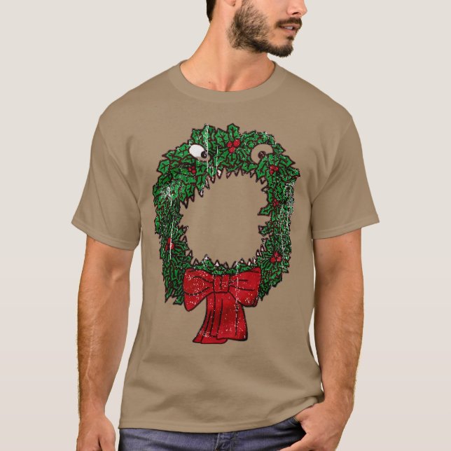 T-shirt Christmas Nightmare Wreath Funny (Devant)