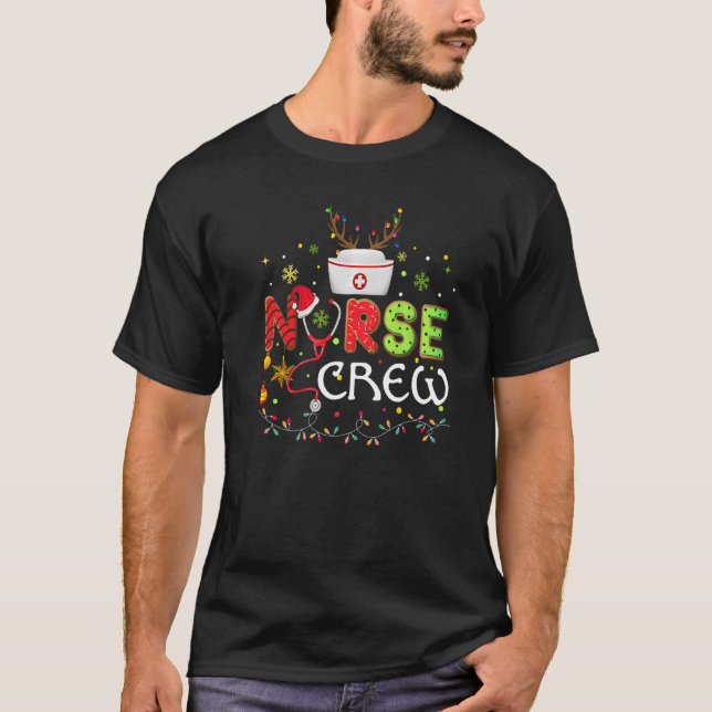 T-shirt Christmas Nurse Crew  Reindeer Nursing Xmas Party (Devant)