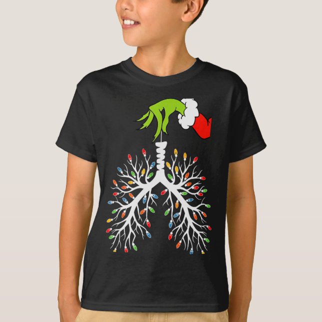 T-shirt Christmas Nurse Lung Xmas Lights Funny Pulmonologi (Devant)