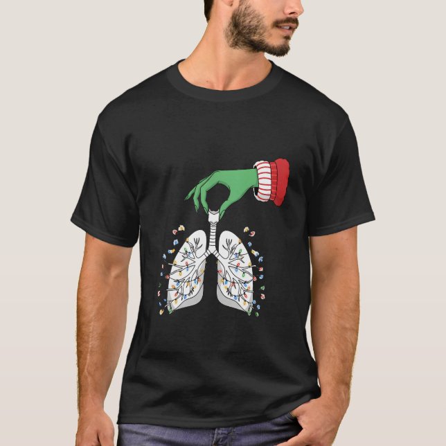 T-shirt Christmas Nurse Respiratory Therapist Lung Tree  (Devant)