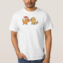 Christmas Orange Cat and Golden Retriever