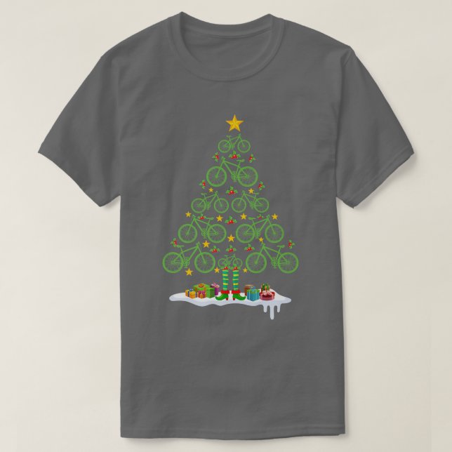 T-shirt Christmas Ornament Bicycle Christmas Tree Bicycle  (Design devant)