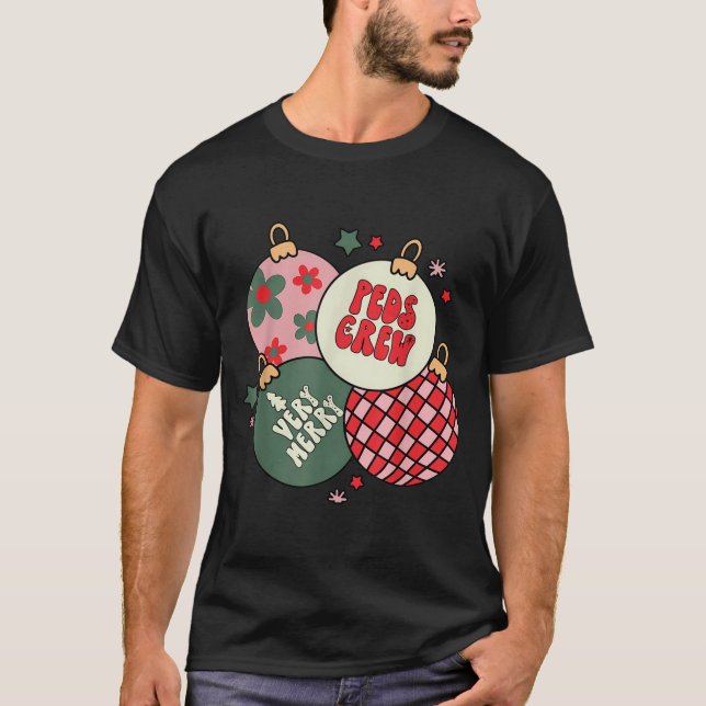T-shirt Christmas Ornament Peds Crew Pediatric Nurse Xmas  (Devant)