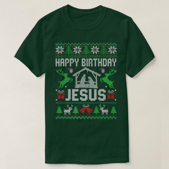 T-shirt Christmas Outfit Happy Birthday Jesus Holiday Ugly (Design devant)