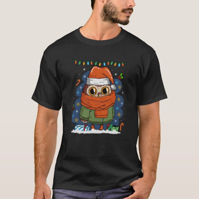 T-shirt Christmas Owl Cute Owl Holiday (Devant)