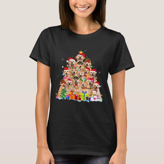 T-shirt Christmas Pajama Golden Retriever Tree Xmas Gift D (Devant)