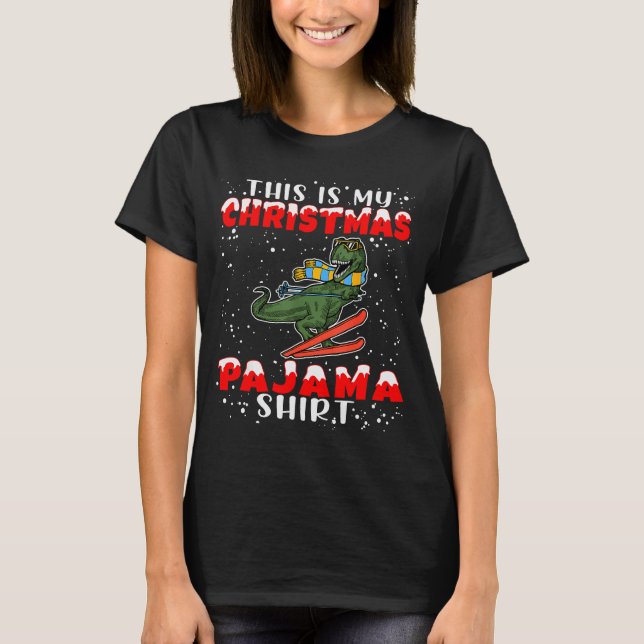 T-shirt Christmas Pajama Shirt Funny Xmas Skiing Gift For  (Devant)