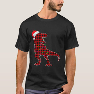 T-shirt Christmas Pajamas T Rex Red Plaid Funny Buffalo