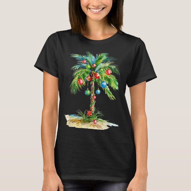 T-shirt Christmas Palm Tree Light Hawaiian Trocal Xmas Men (Devant)