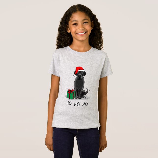 T-Shirt Christmas Père Noël Black Labrador Retriever Cute (Devant entier)