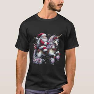 T-shirt Christmas Père Noël est à cheval sur une licorne