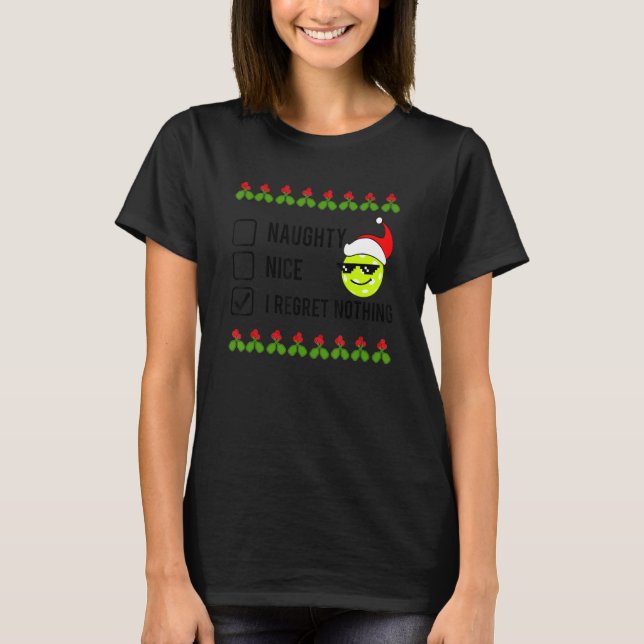 T-shirt Christmas Pickleball NAUGHTNICE NICE (Devant)