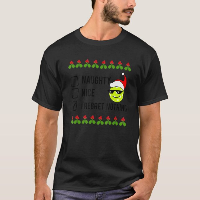T-shirt Christmas Pickleball  NAUGHTY NICE (Devant)