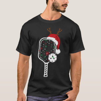 T-shirt Christmas Pickleball Player Reindeer Santa Hat Pad