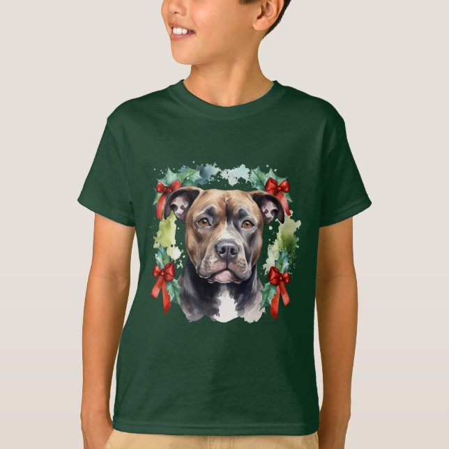 T-shirt Christmas Pitbull (Devant)
