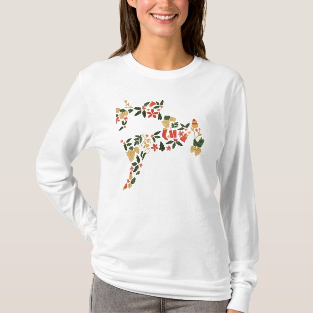 T-shirt Christmas Reindeer Collage – Festive Holida (Devant)