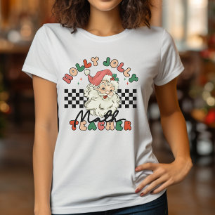 T-shirt Christmas Retro Holly Jolly Enseignant en mathémat