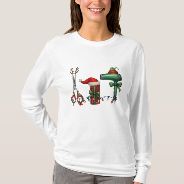 T-shirt Christmas Salon Tools – Funny Beauty Salon Holiday (Devant)