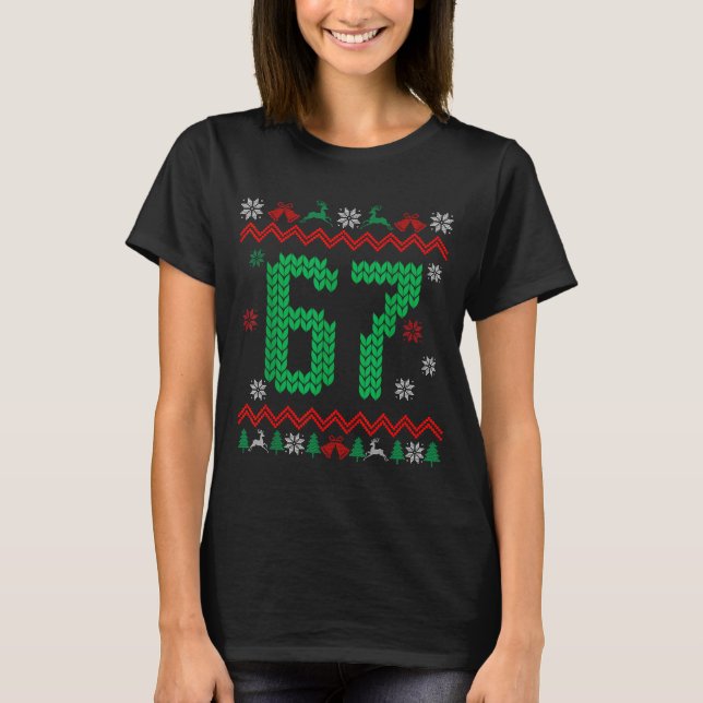 T-shirt Christmas Santa 67 Six Seven Meme Ugly Sweater  (Devant)
