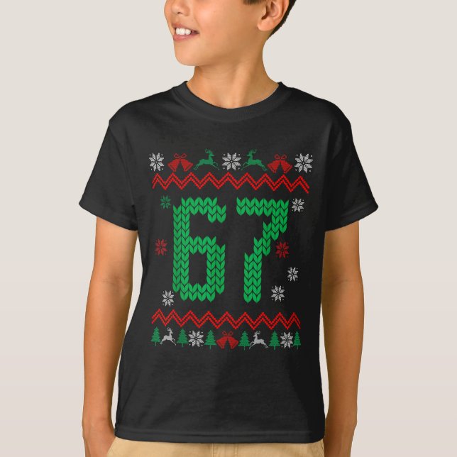 T-shirt Christmas Santa 67 Six Seven Meme Ugly Sweater  (Devant)