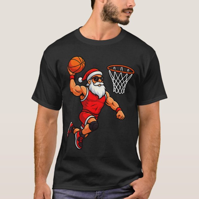 T-shirt Christmas Santa Basketball Player Dunking Basketba (Devant)