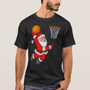 T-shirt Christmas Santa Claus Dunking A Basketball Xmas
