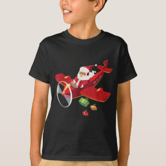 T-shirt Christmas Santa Claus Pilot Flying Airplane