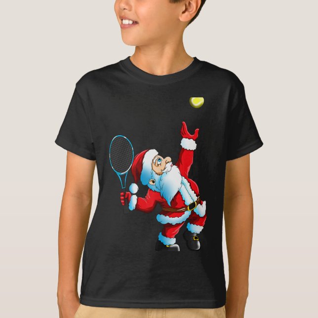 T-shirt Christmas Santa Claus Tennis Game Tennis Racket  (Devant)