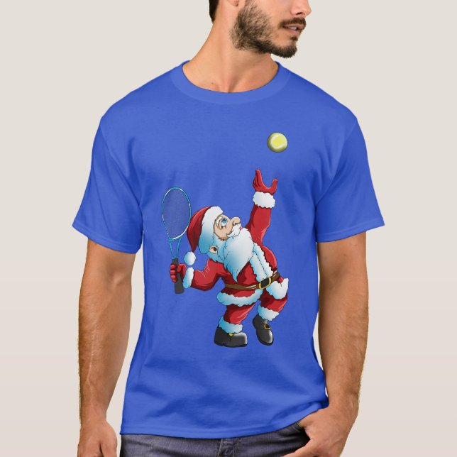 T-shirt Christmas Santa Clausennis Gameennis Racket friend (Devant)