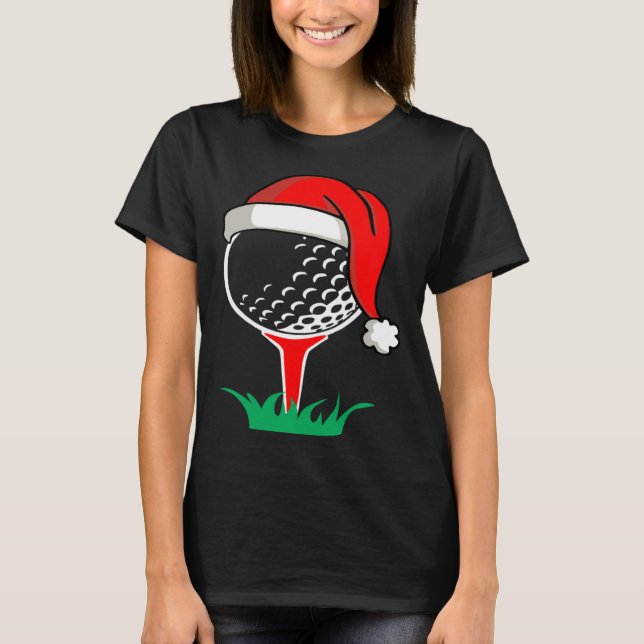 T-shirt Christmas  santa hat golf ball  golfing gag (Devant)