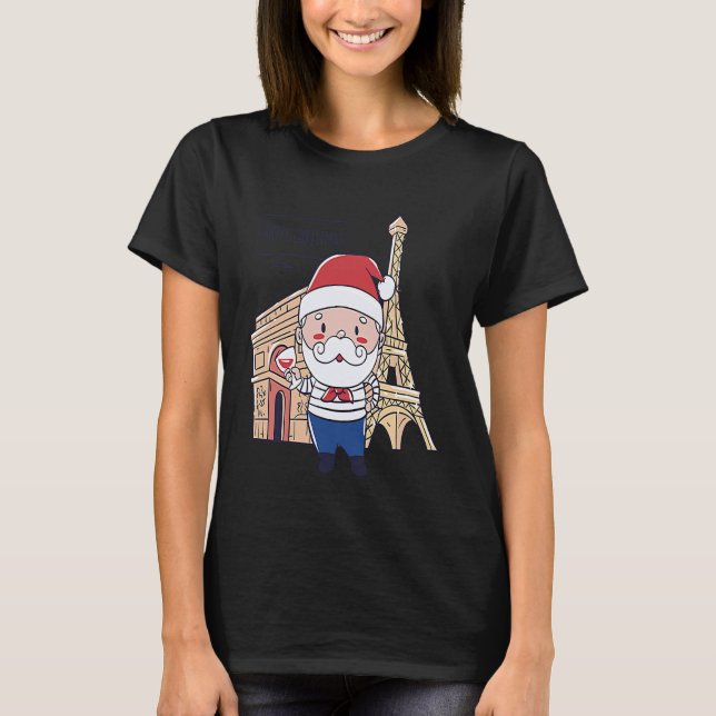 T-shirt Christmas Santa Paris France (Devant)