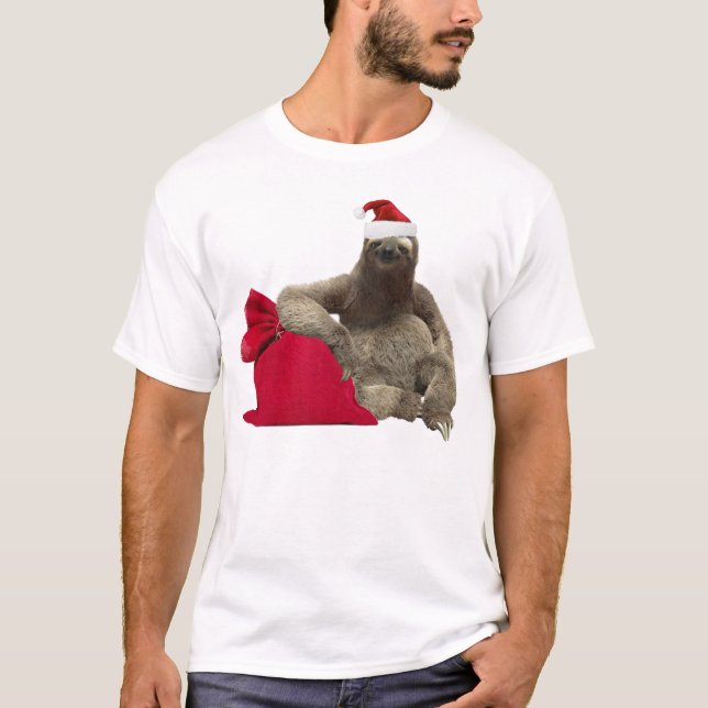 T-shirt Christmas Santa Sloth (Devant)