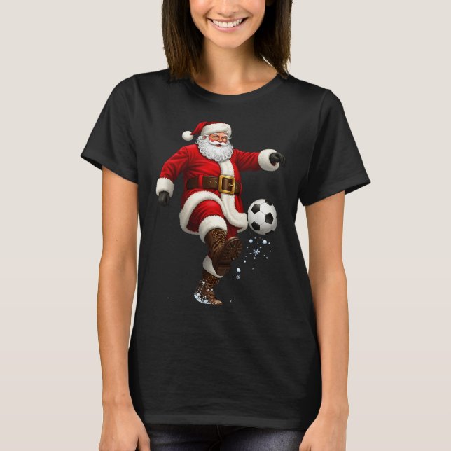 T-shirt Christmas Santa Soccer Player Football Festive Mer (Devant)