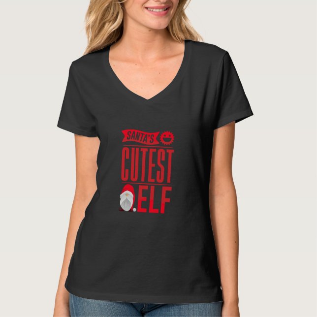 T-shirt Christmas Santa's Cutest Elf (Devant)