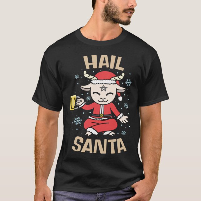 T-shirt Christmas Satanic Hail Santa for Witches Warlock (Devant)