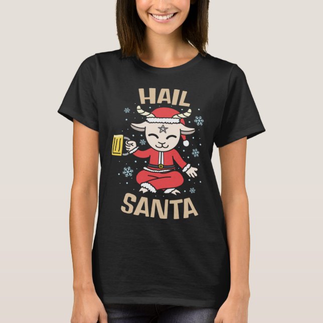 T-shirt Christmas Satanic Hail Santa for Witches Warlock (Devant)