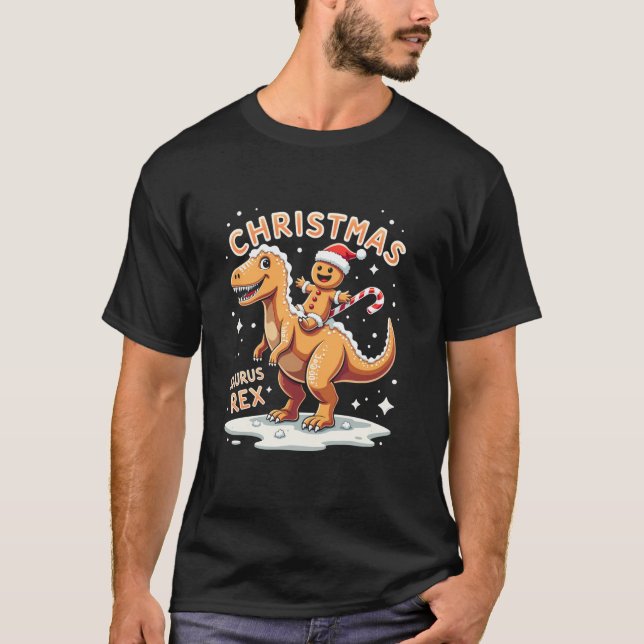 T-shirt Christmas Saurus Rex Gingerbread Homme T Rex Cooki (Devant)