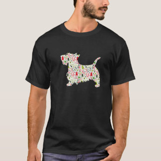 T-shirt Christmas Scottie Scottish Terrier Dog Wrapping Pa
