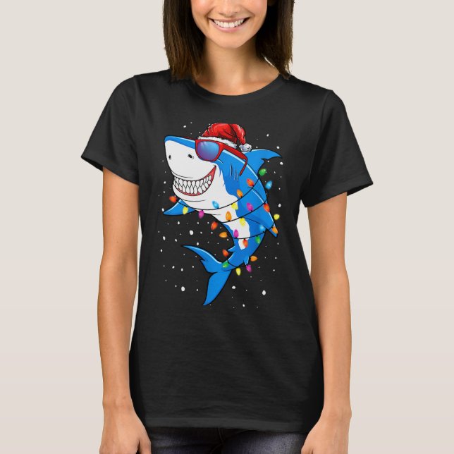 T-shirt Christmas Shark Shirt Xmas Funny Santa Shark  (Devant)