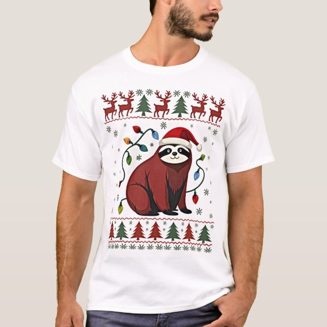 T-shirt Christmas Shirt for Sloth Lover Gift Santa Buffalo (Devant)
